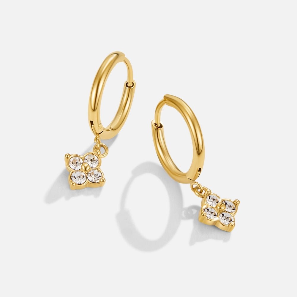 Crystal Four Leaf Clover Drop Earrings - Beautiful Earth Boutique