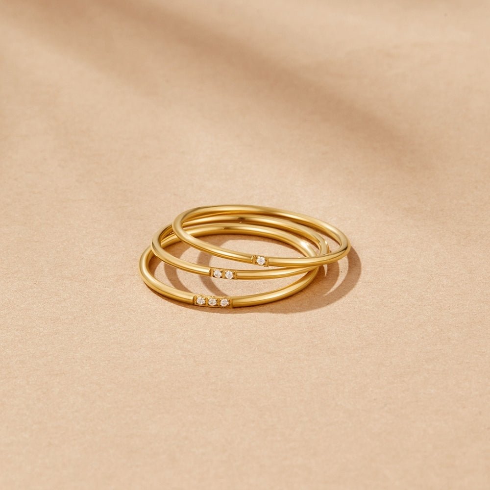 Eula Gold & Crystal Band Ring Set - Beautiful Earth Boutique