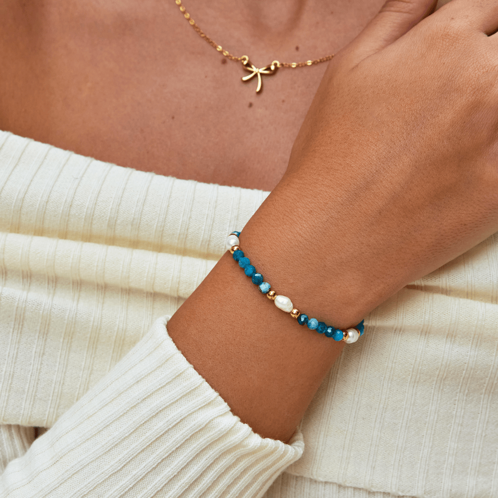 Turquoise Blue & Pearl Bead Bracelet - Beautiful Earth Boutique