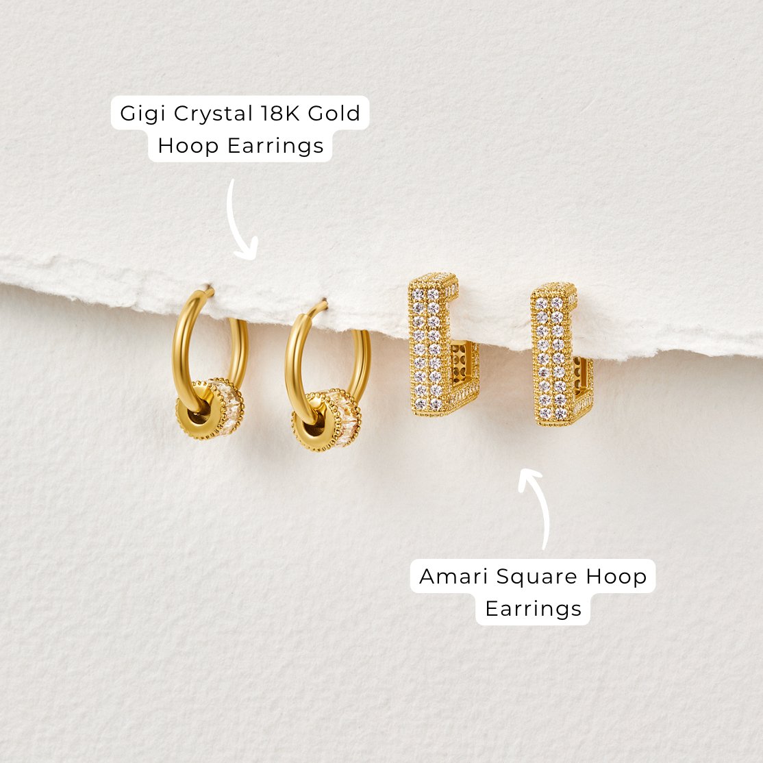 Gigi Crystal 18K Gold Hoop Earrings - Beautiful Earth Boutique