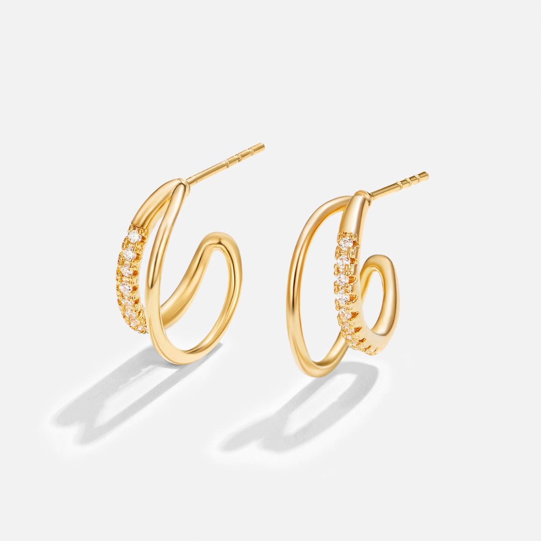 Leyla Crystal Double Hoop Earrings - Beautiful Earth Boutique