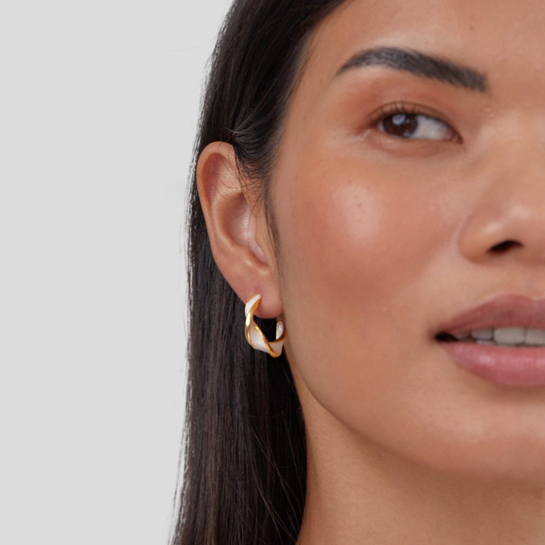 Mother of Pearl Twist Hoop Earrings - Beautiful Earth Boutique