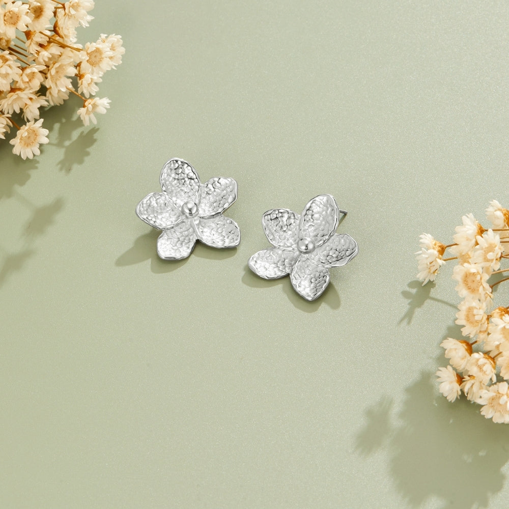 Blooming Silver Flower Earrings