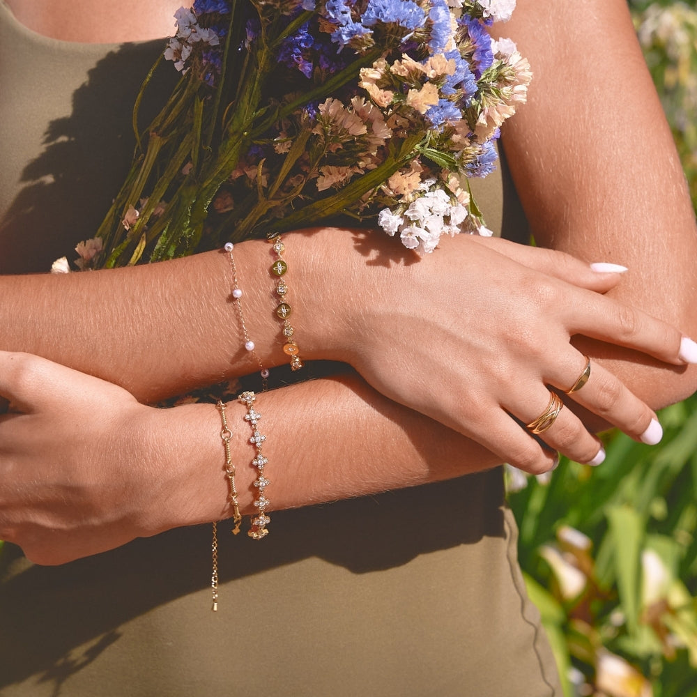Crystal Blossom Clustered Bracelet