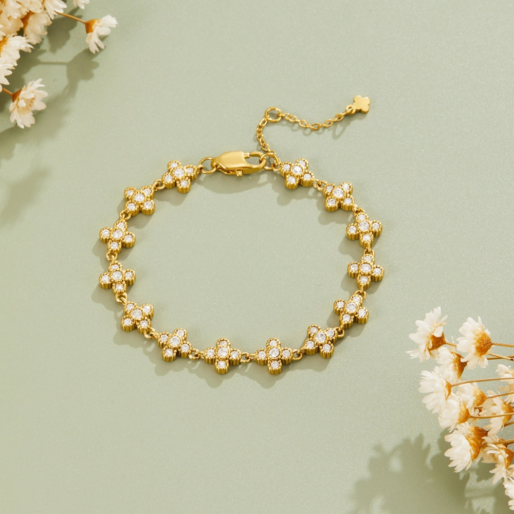 Crystal Blossom Clustered Bracelet