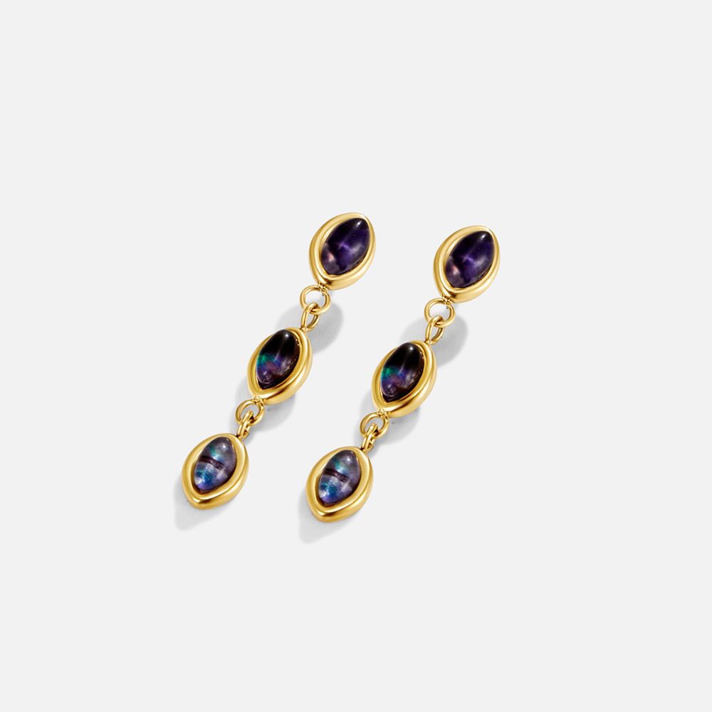 Golden Iridescent Pearl Drop Earrings