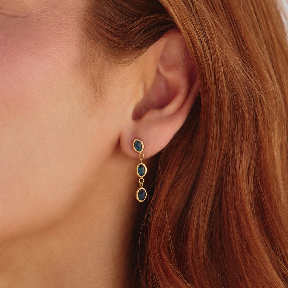 Golden Iridescent Pearl Drop Earrings