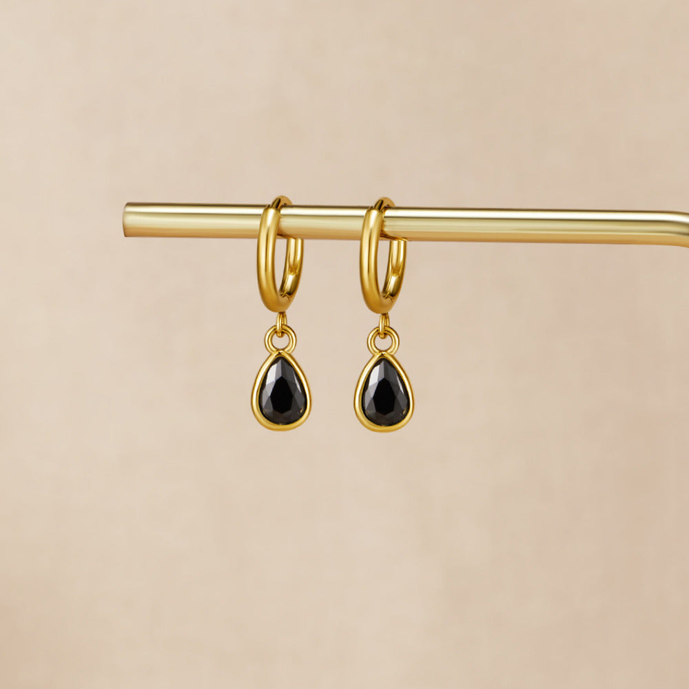 Golden Midnight Teardrop Earrings