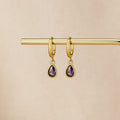 Golden Purple Teardrop Earrings