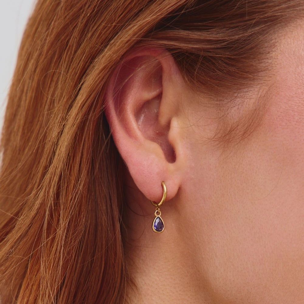 Golden Purple Teardrop Earrings