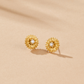 Golden Sunflower Stud Earrings