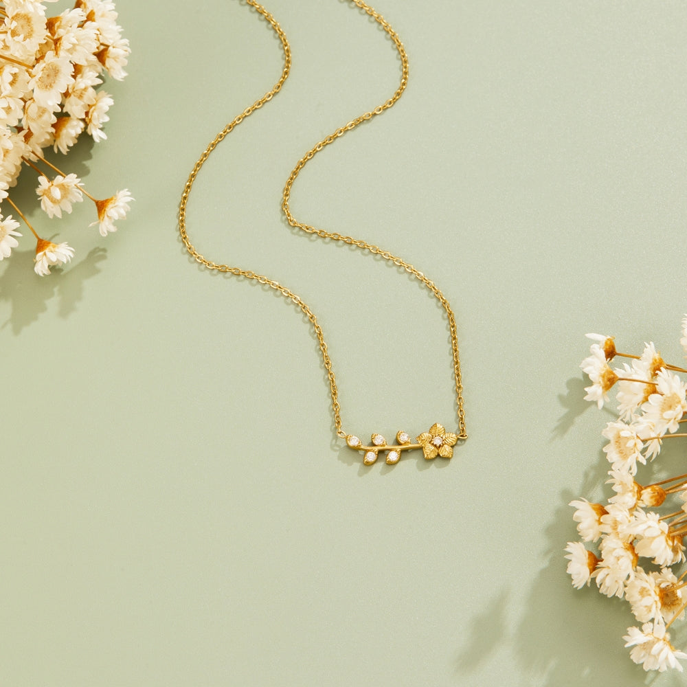 Golden Crystal Vine Necklace