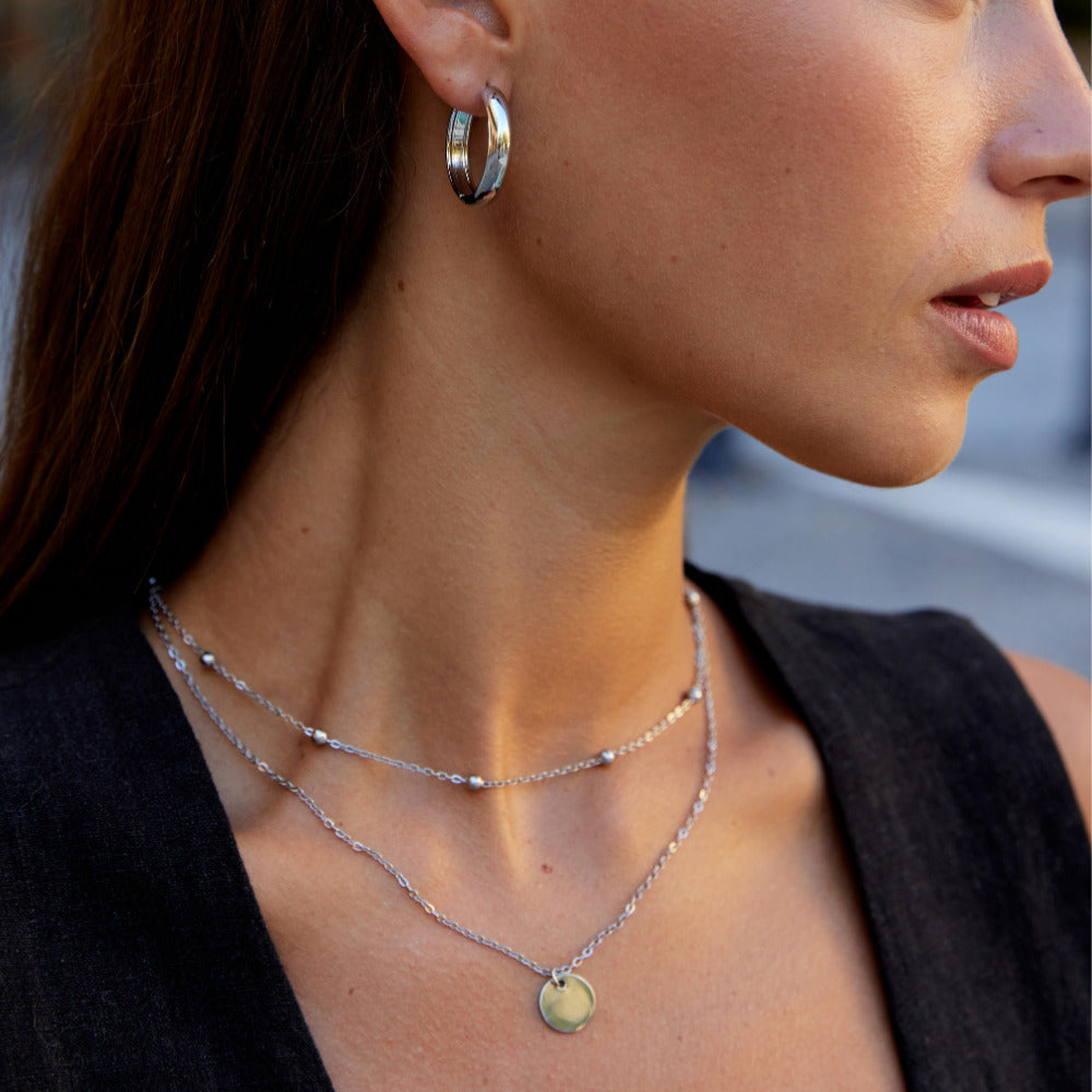 Nona Classic Silver Hoop Earrings