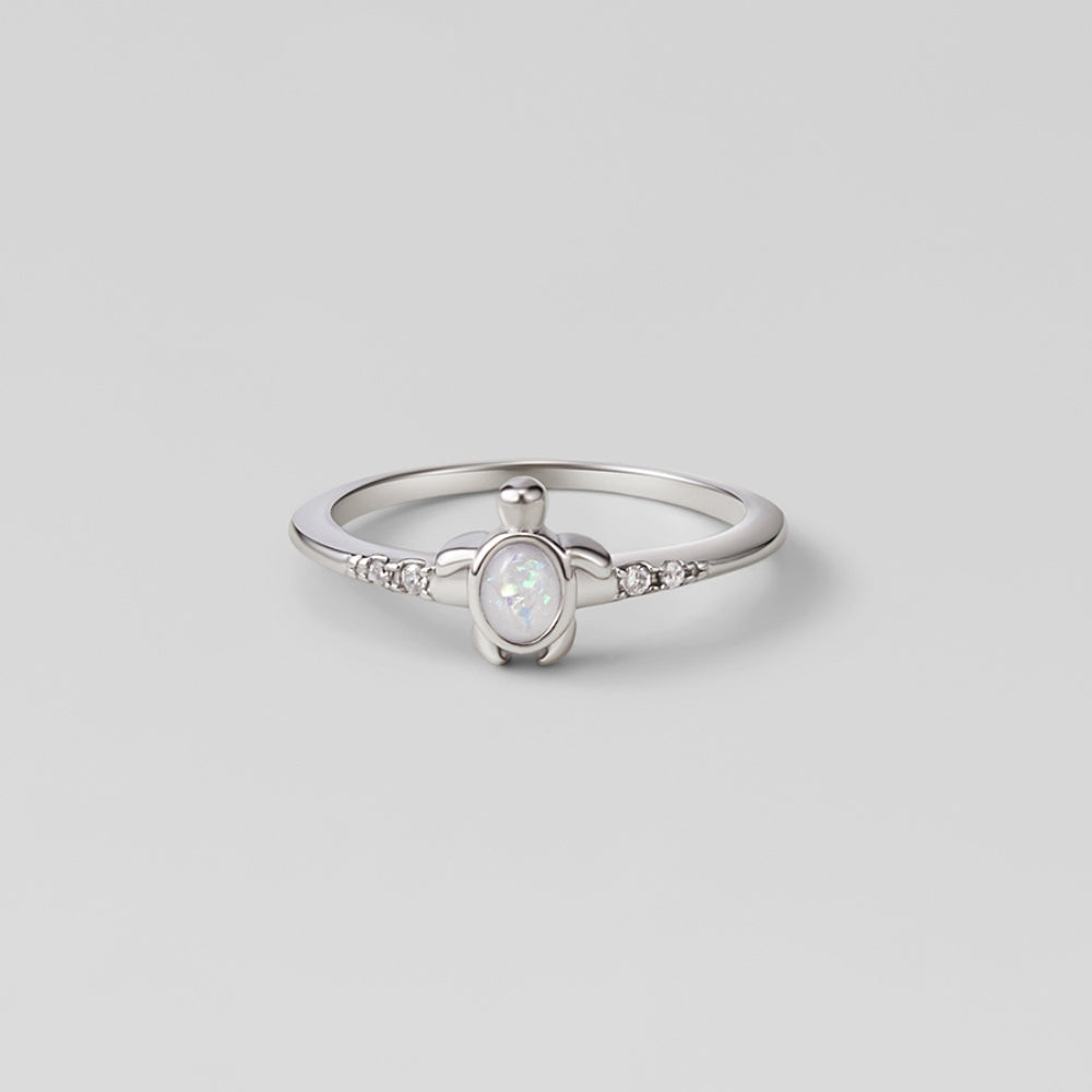 Opal Silver Turtle Ring