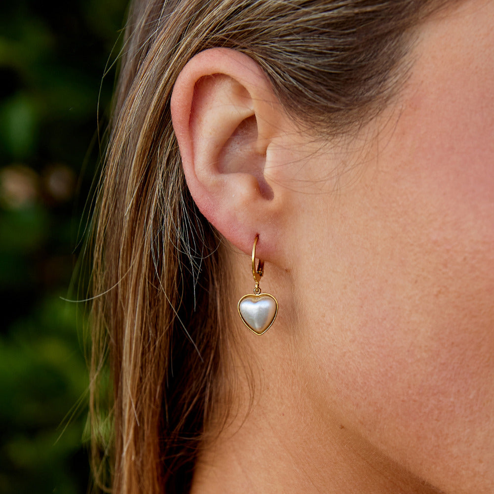 'Pure Heart' Pearl Hoop Earrings - Beautiful Earth Boutique