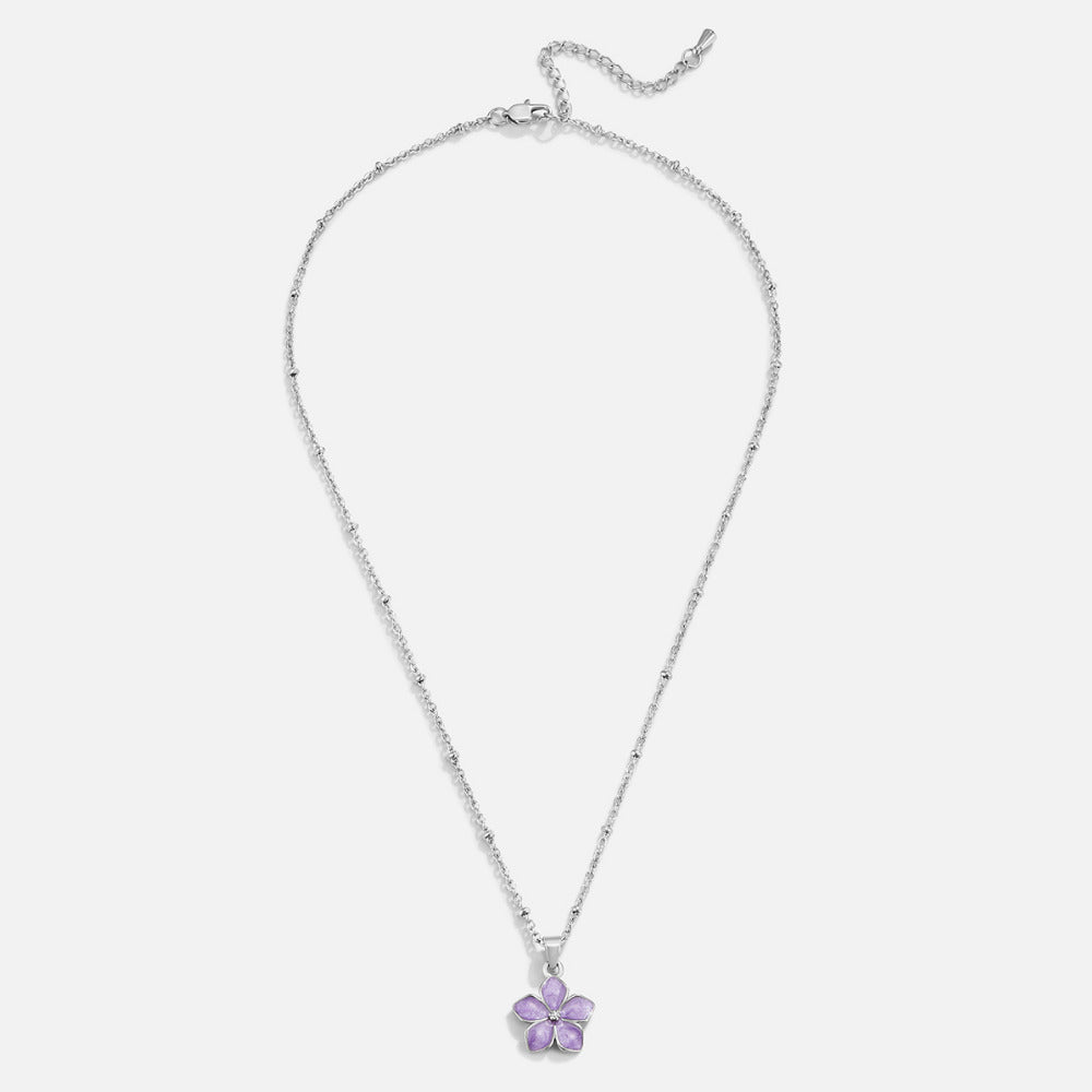 Purple Sakura Bloom Silver Necklace