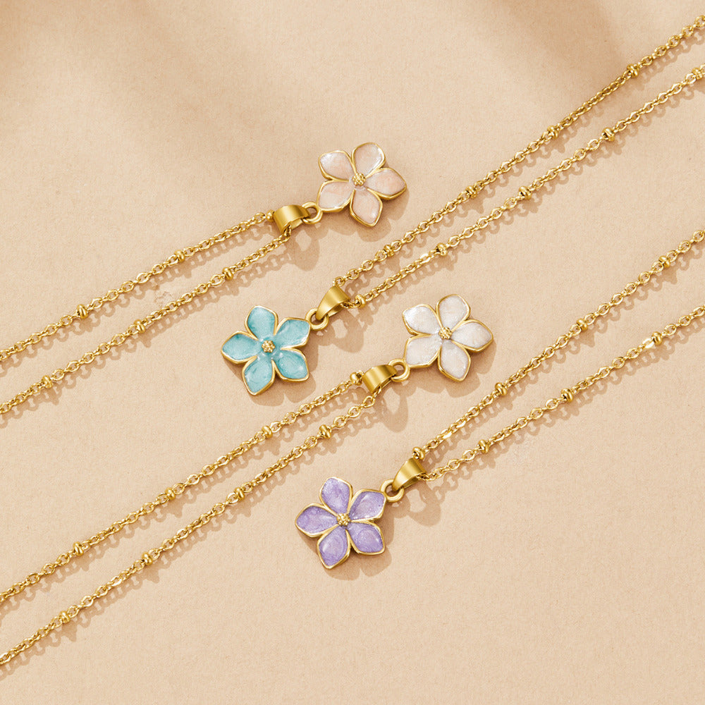 Turquoise Sakura Bloom Gold Necklace