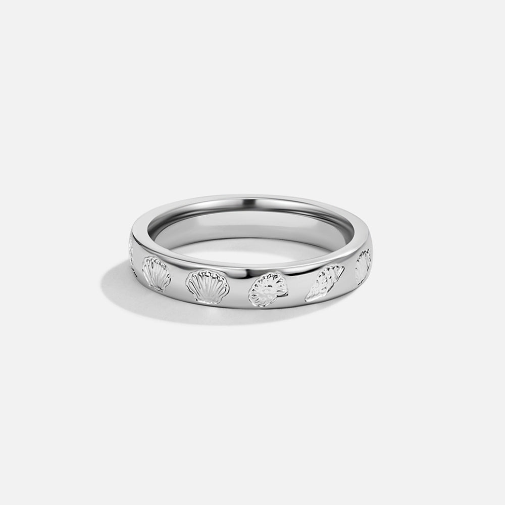 "Seascape" Engraved Silver Band Ring