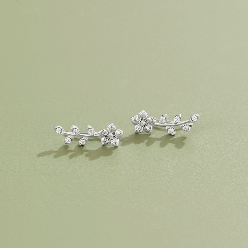 Silver Crystal Vine Earrings