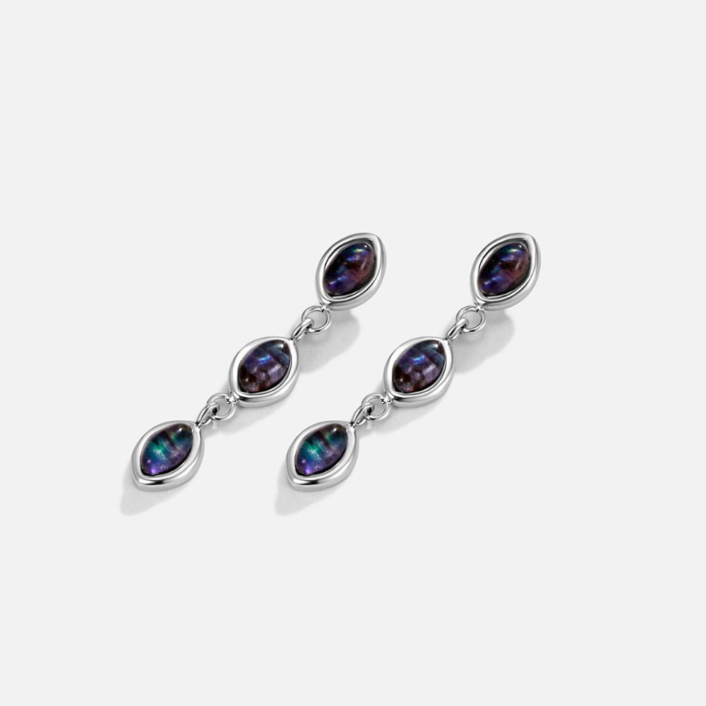 Silver Iridescent Pearl Drop Earrings