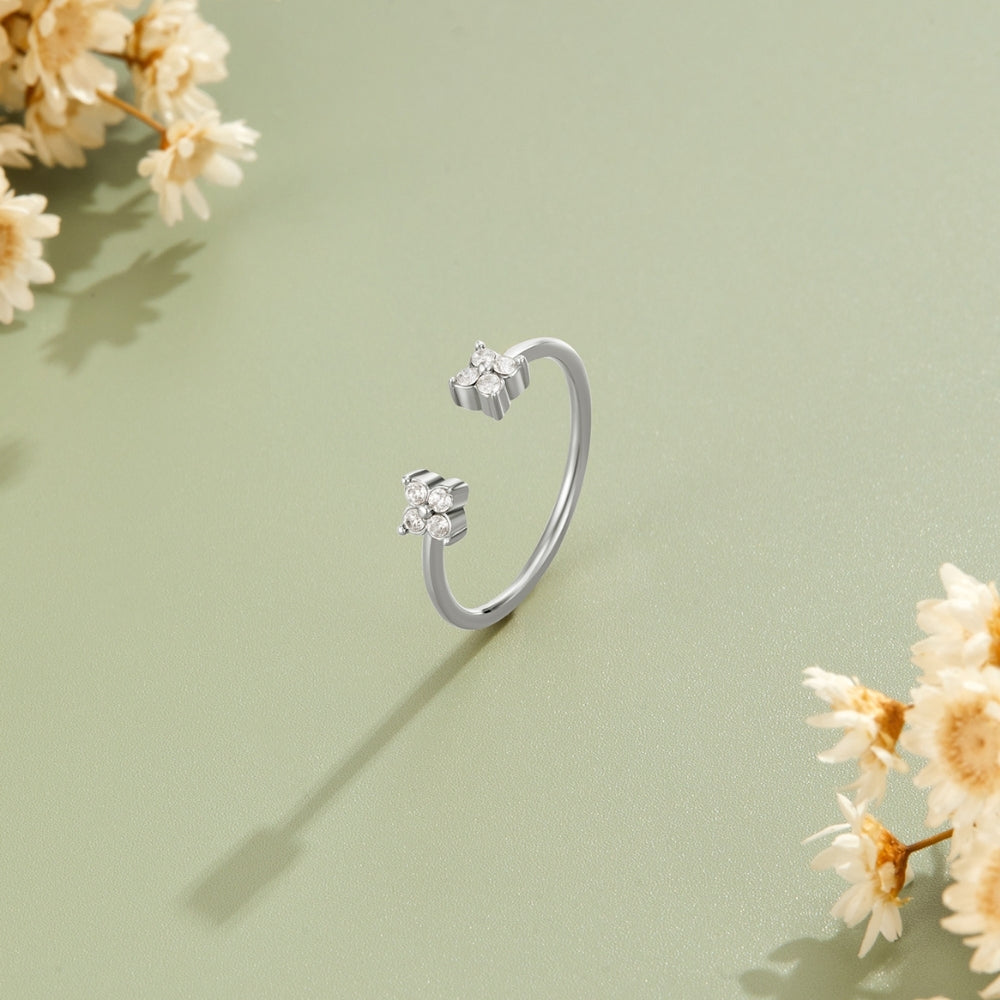 Twin Petal Silver Ring