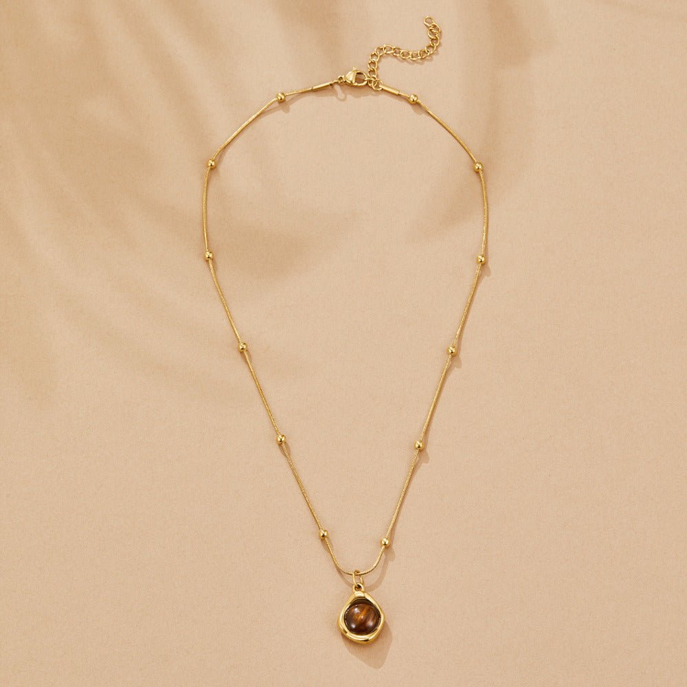 Amber Stone Pendant Necklace - Beautiful Earth Boutique