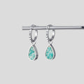 Silver Astoria Green Stone Hoop Earrings