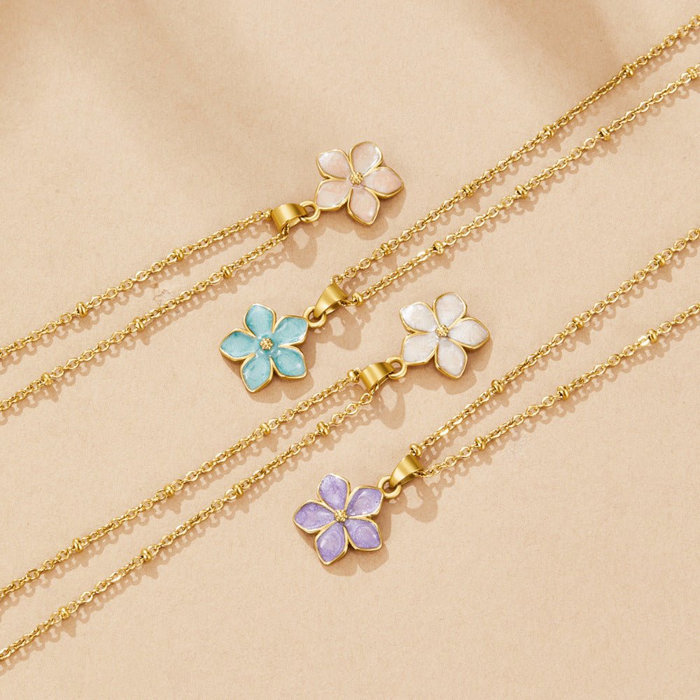 Blush Pink Sakura Bloom Gold Necklace - Beautiful Earth Boutique