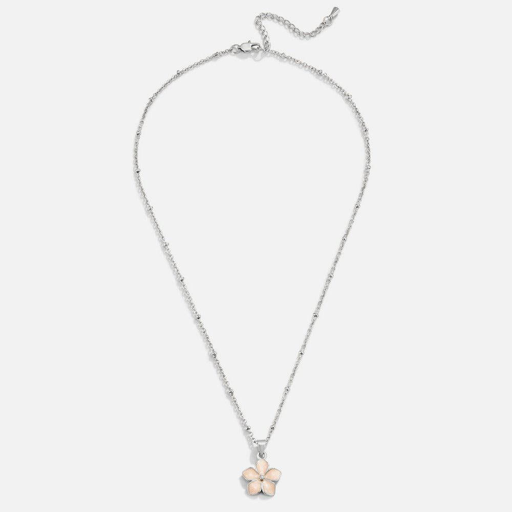 Blush Pink Sakura Bloom Silver Necklace - Beautiful Earth Boutique