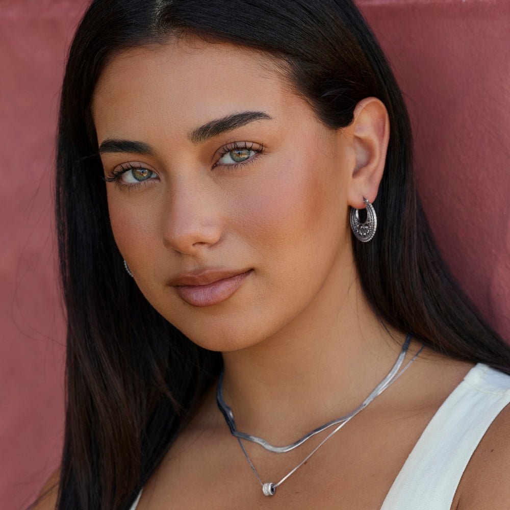 Boho Chic Silver Hoop Earrings - Beautiful Earth Boutique