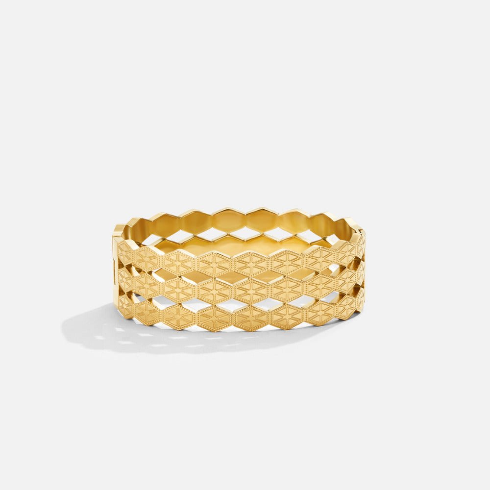 Celine Geometric Gold Bangle - Beautiful Earth Boutique