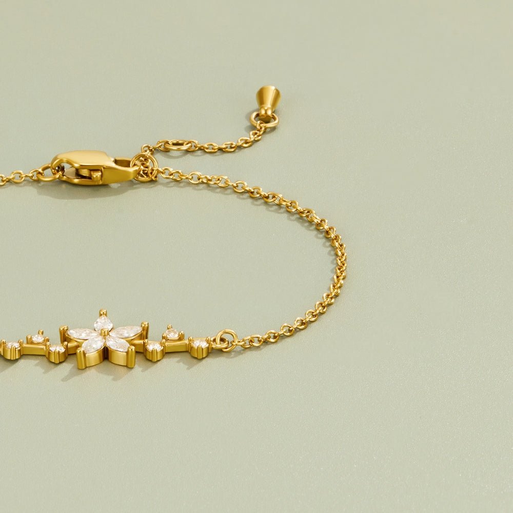 Crystal Flower Gold Bracelet - Beautiful Earth Boutique