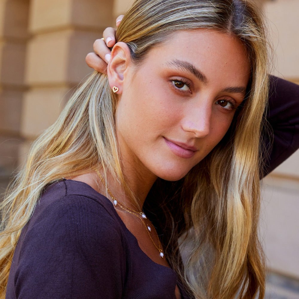 Crystal Heart Stud Earrings - Beautiful Earth Boutique