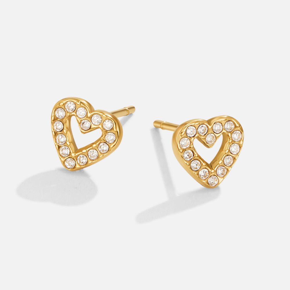 Crystal Heart Stud Earrings - Beautiful Earth Boutique