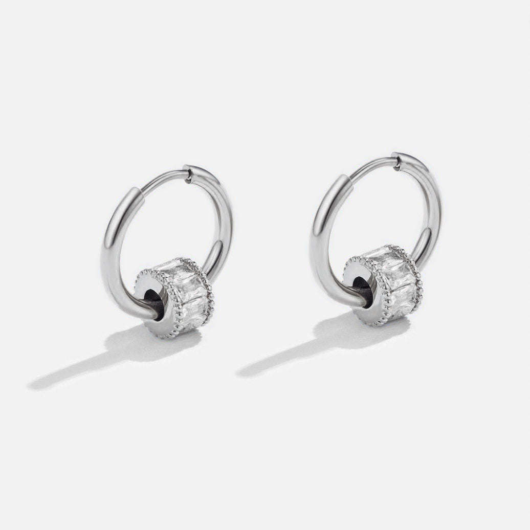 Gigi Crystal Silver Hoop Earrings