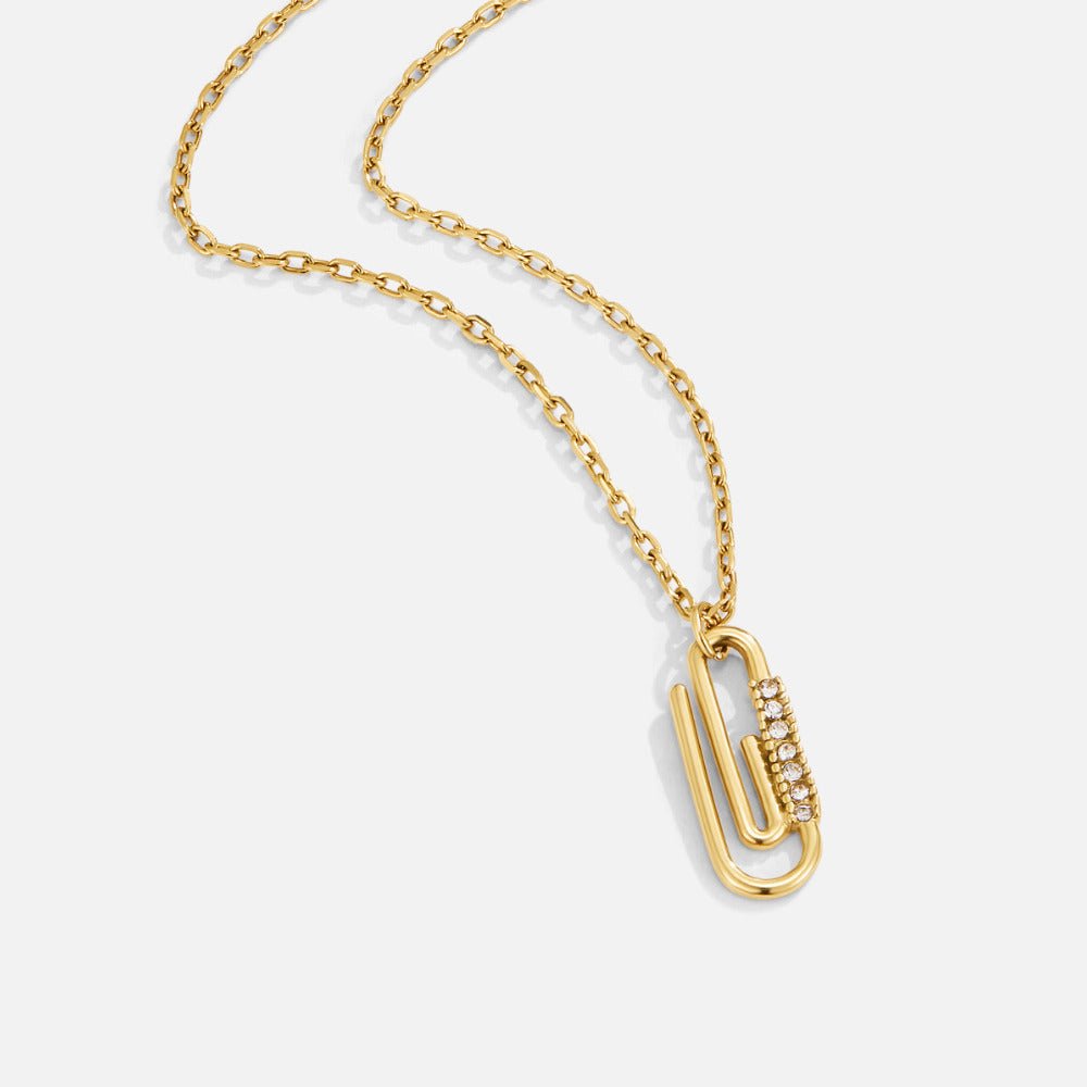 Gold Crystal Paperclip Pendant Necklace - Beautiful Earth Boutique