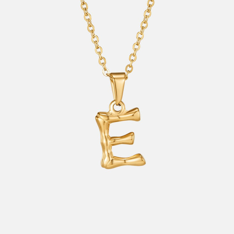 Golden Bamboo Letter Pendant Necklace - Beautiful Earth Boutique