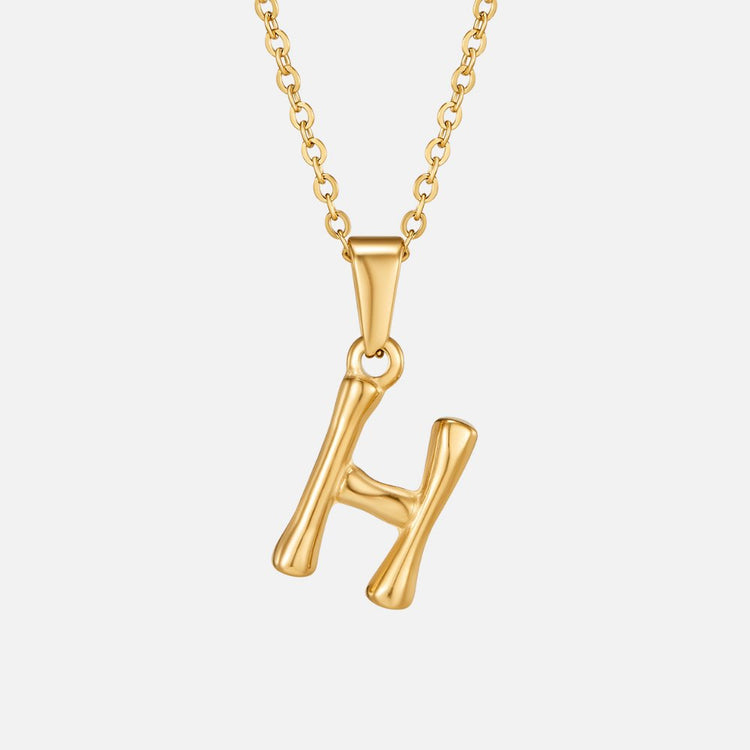 Golden Bamboo Letter Pendant Necklace - Beautiful Earth Boutique