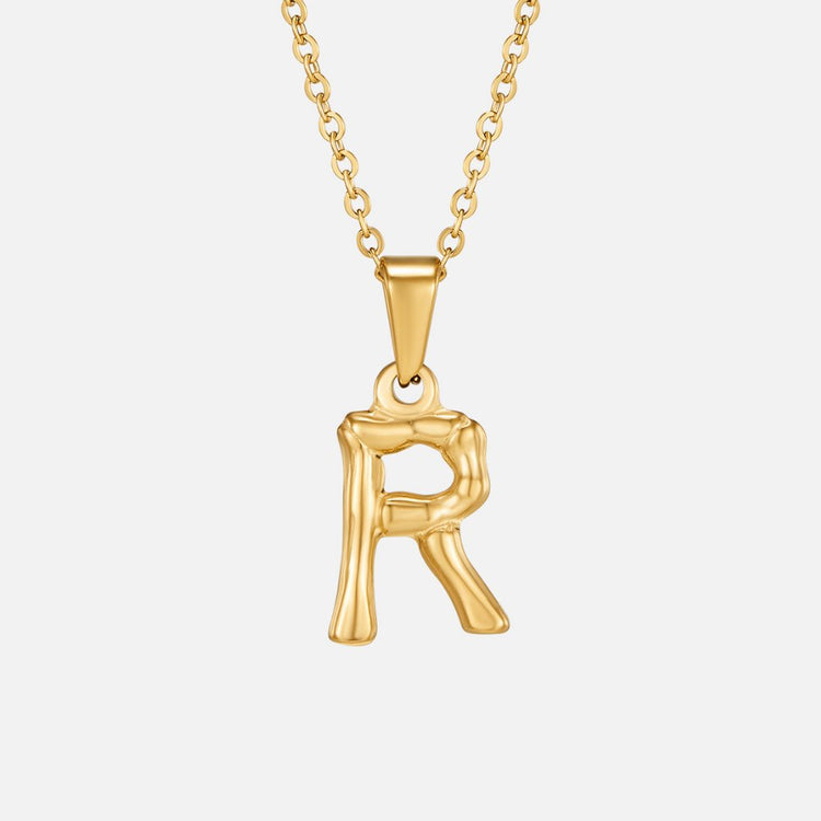 Golden Bamboo Letter Pendant Necklace - Beautiful Earth Boutique