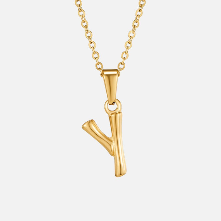 Golden Bamboo Letter Pendant Necklace - Beautiful Earth Boutique