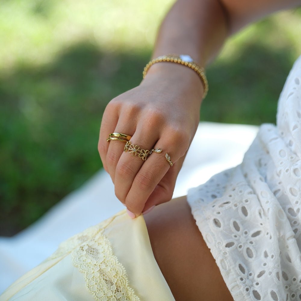 Golden Wildflower Infinity Ring - Beautiful Earth Boutique