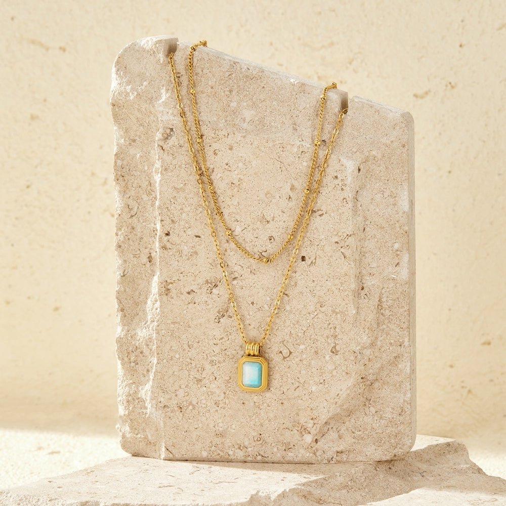 Layered Celestial Blue Stone Necklace - Beautiful Earth Boutique