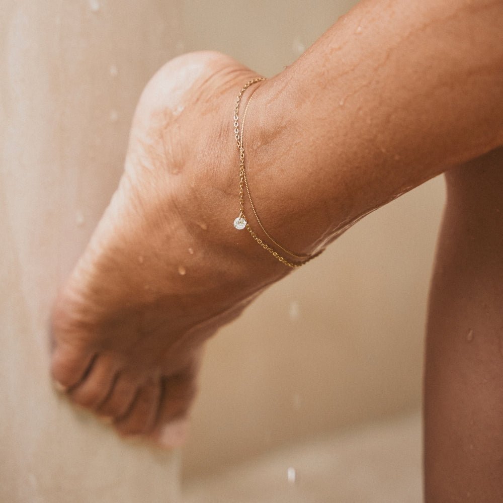 Layered Dainty Crystal Anklet - Beautiful Earth Boutique