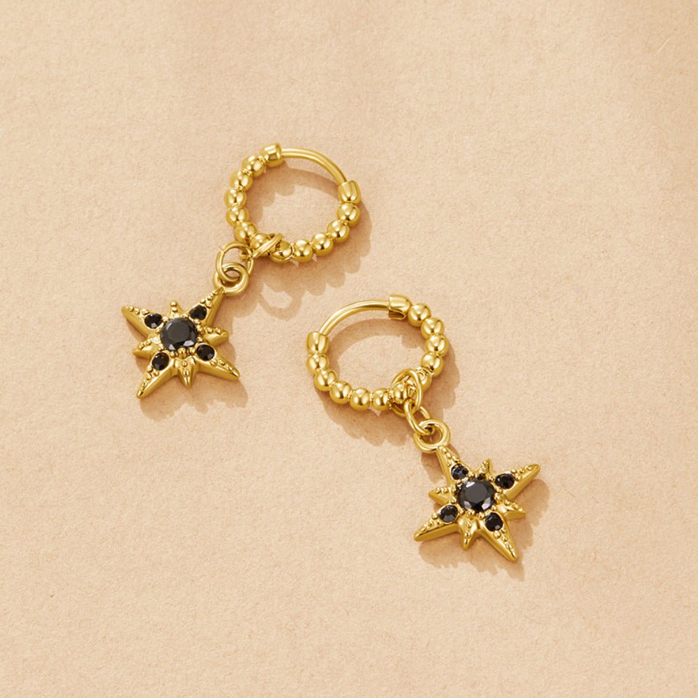 Midnight Luxe Drop Hoop Earrings - Beautiful Earth Boutique