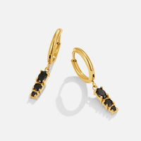 Obsidian Drop Hoop Earrings - Beautiful Earth Boutique