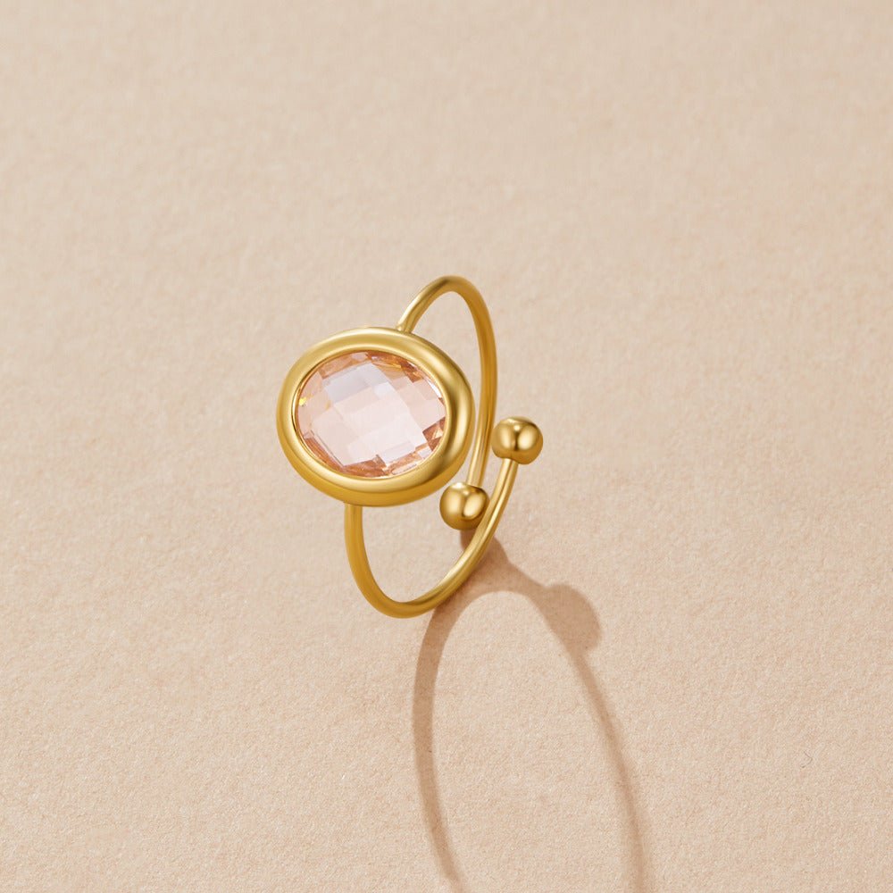 Pink Rose Crystal Gold Ring - Beautiful Earth Boutique