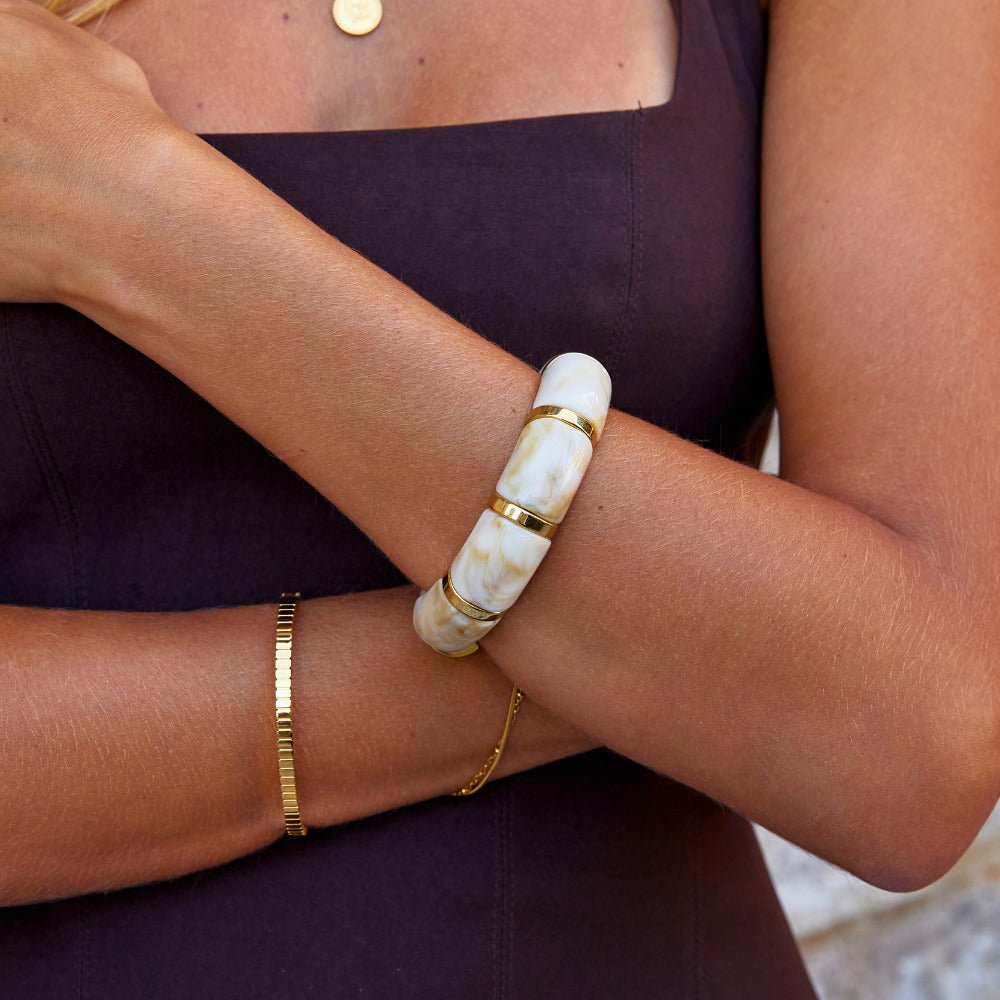 Sabina White Marbled Bracelet - Beautiful Earth Boutique