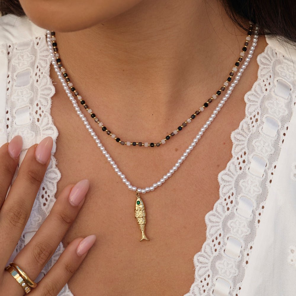 Serene Monochrome Bead Necklace - Beautiful Earth Boutique
