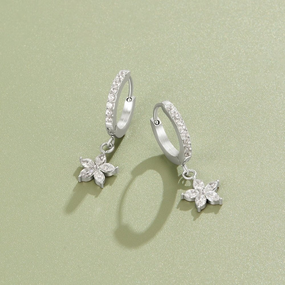 Silver Crystal Petal Drop Earrings - Beautiful Earth Boutique