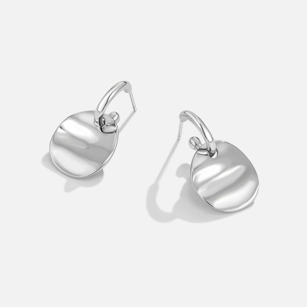 Silver Disc Drop Earrings - Beautiful Earth Boutique